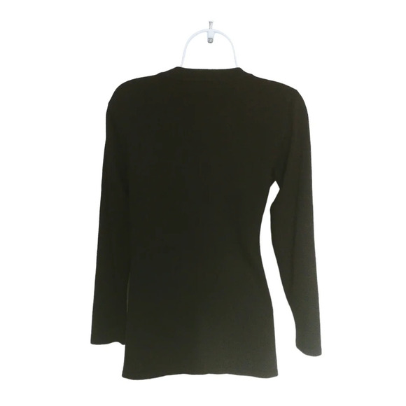 Le Grenier Plaid Striped Knit Sweater with Faux Leather White Black Aqua XS NWOT - Picture 6 of 8